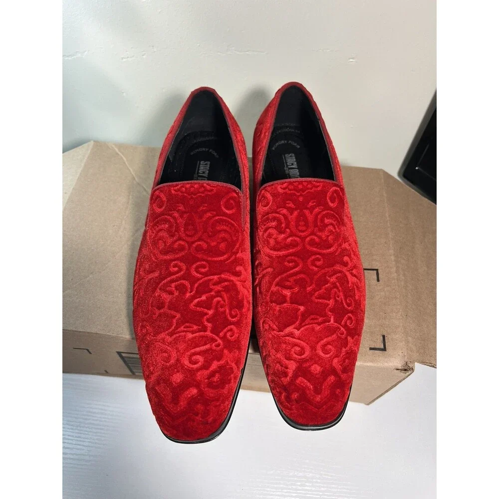Stacy Adams Mens Red Velvet Party Tuxedo Shoes Size 8